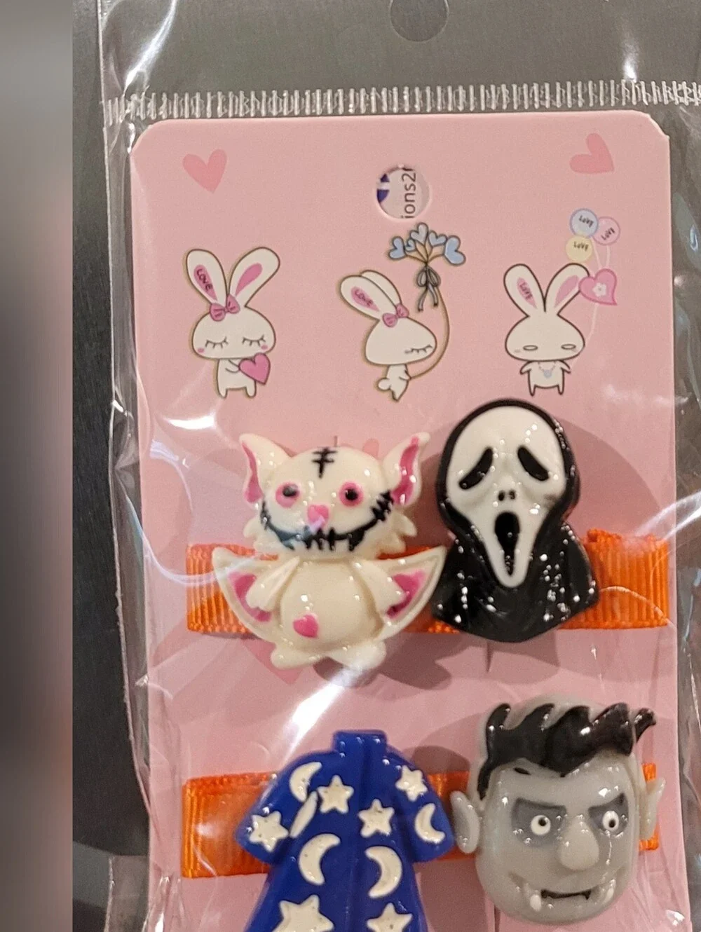 Cute Halloween Character Hair Clips - Pink, White, Black, Orange, Blue, Gray